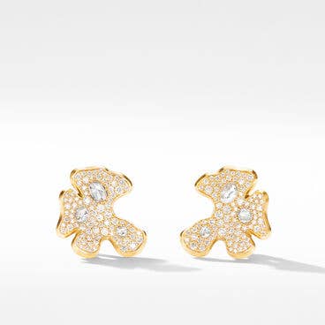 Day Petals Stud Earrings in Yellow Gold with Diamonds