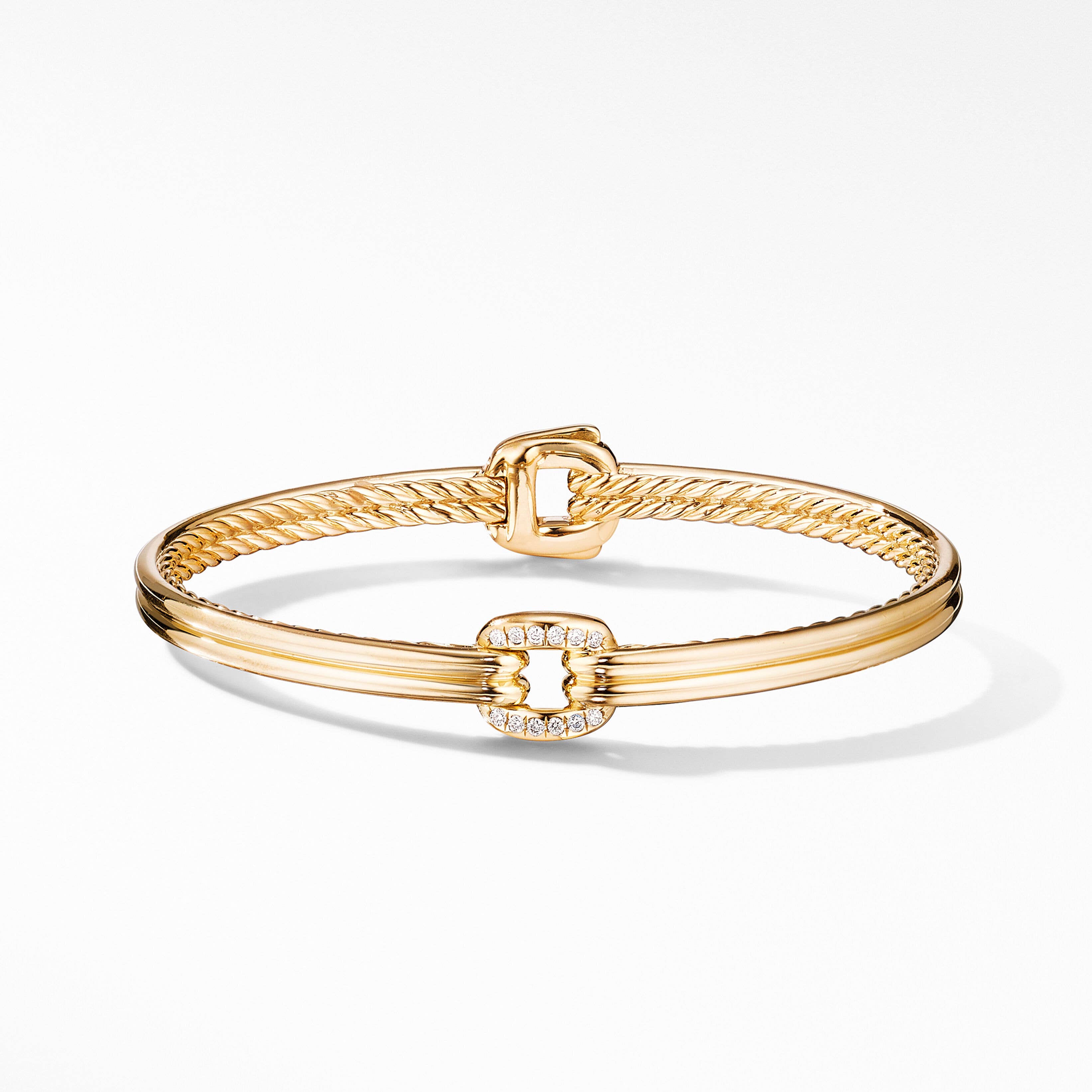 Thoroughbred Center Link Bracelet in 18K Yellow Gold with Pavé Diamonds