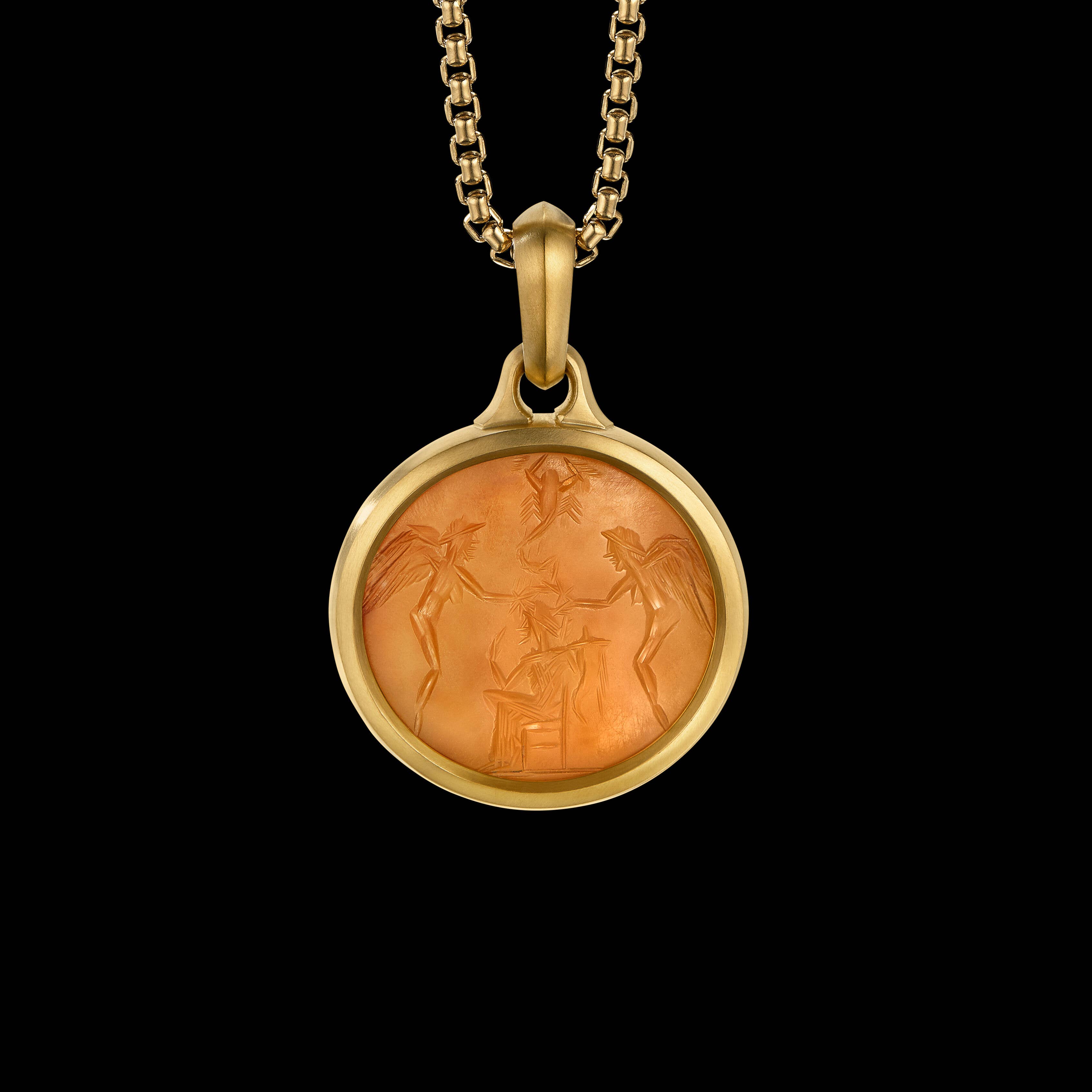 EY® Signature Intaglio Amulet in 22K Yellow Gold with Amber