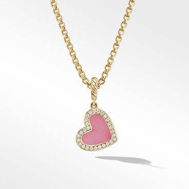 DY Elements® Heart Pendant in 18K Yellow Gold with Rhodonite and Pavé Diamonds