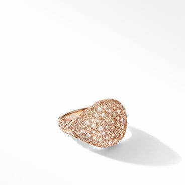 Chevron Pinky Ring in 18K Rose Gold with Diamonds, 13mm