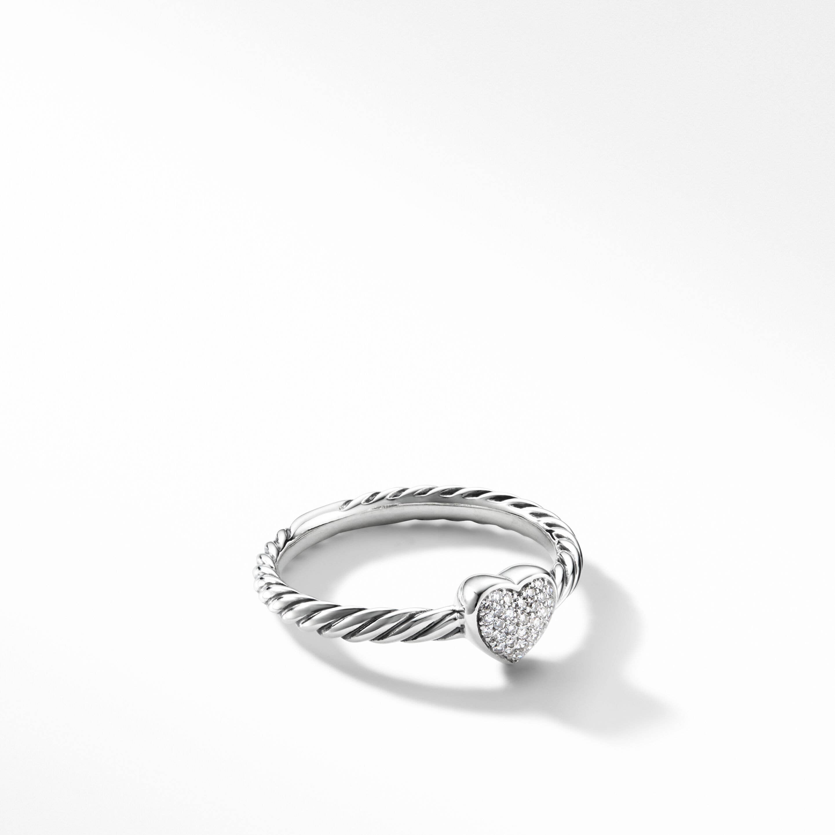 Cable Collectibles® Heart Stack Ring in Sterling Silver with Pavé Diamonds