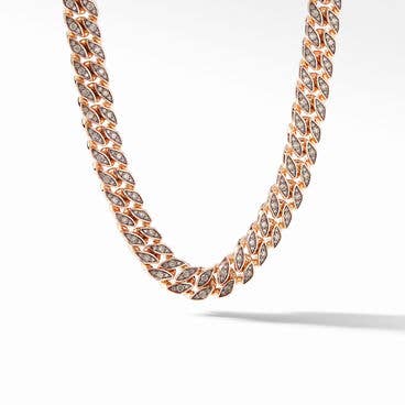 Curb Chain Necklace in 18K Rose Gold with Pavé Cognac Diamonds