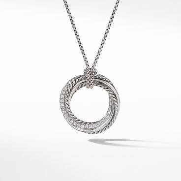Crossover Pendant Necklace with Pavé Diamonds