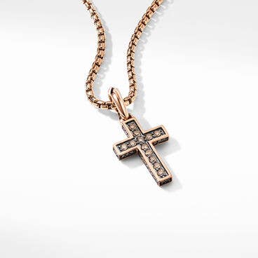 Streamline® Cross Pendant in 18K Rose Gold with Pavé Cognac Diamonds
