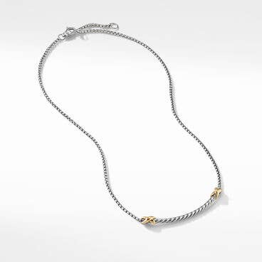 Petite X Bar Station Necklace with 18K Yellow Gold