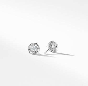 Infinity Stud Earrings in 18K White Gold with Diamonds