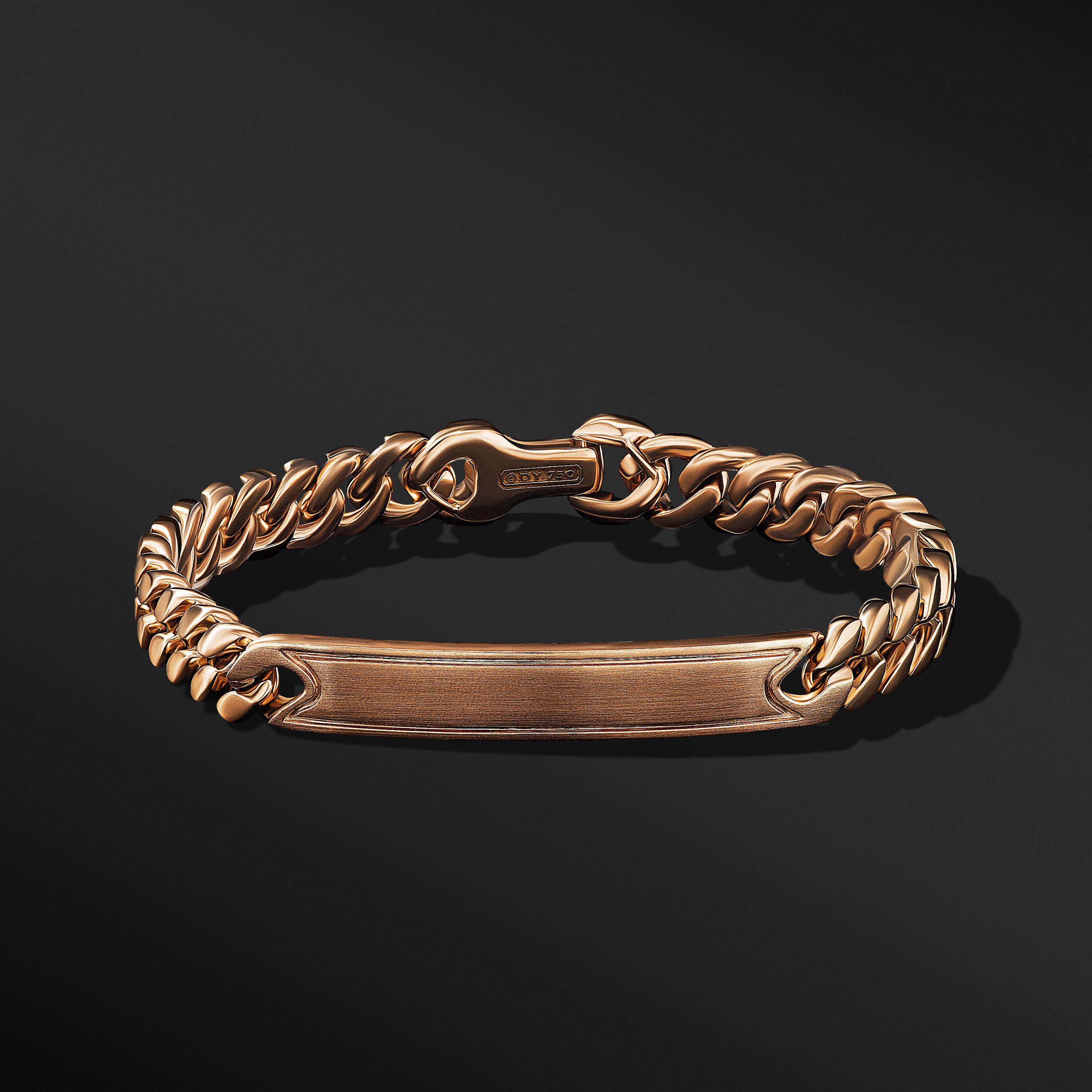 Curb Chain ID Bracelet in 18K Rose Gold