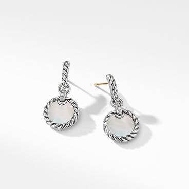 DY Elements® Drop Earrings in Sterling Silver with Mother of Pearl and Pavé Diamonds