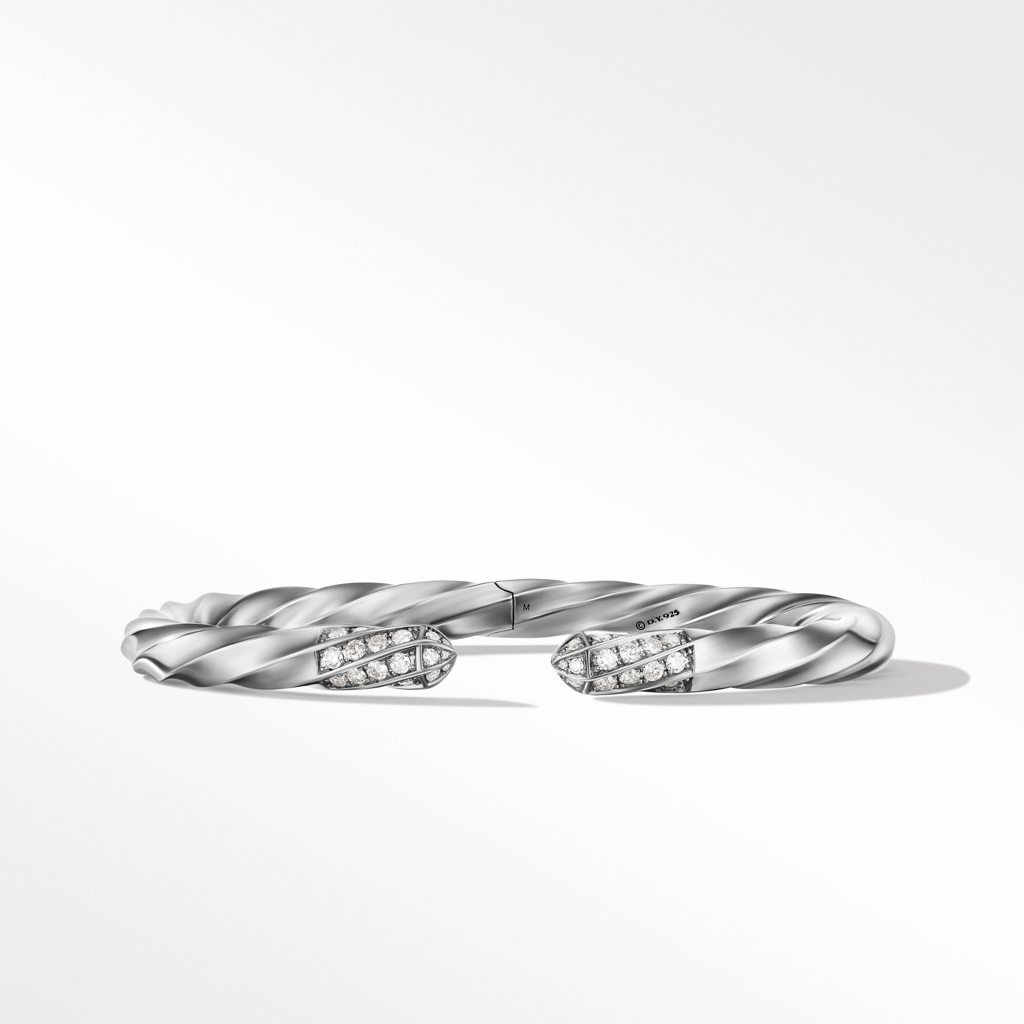 Cable Edge® Bracelet in Sterling Silver with Pavé Diamonds