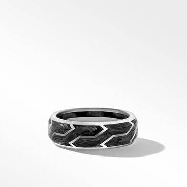 Forged Carbon Band Ring with 18K White Gold