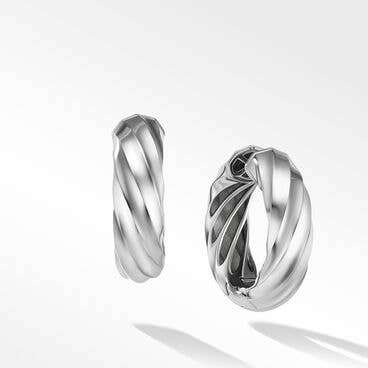 Cable Edge® Hoop Earrings in Sterling Silver