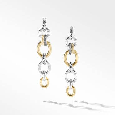 DY Mercer™ Linked Drop Earrings in Sterling Silver with 18K Yellow Gold and Pavé Diamonds