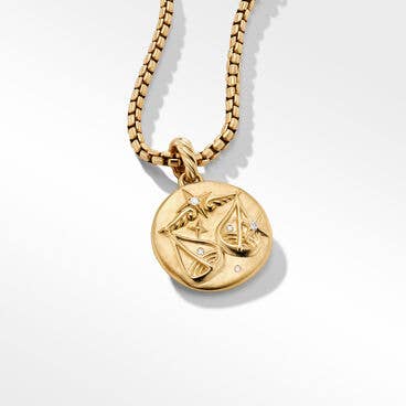 Libra Amulet in 18K Yellow Gold with Diamonds