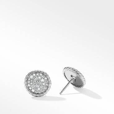 DY Elements® Button Stud Earrings with Pavé Diamonds