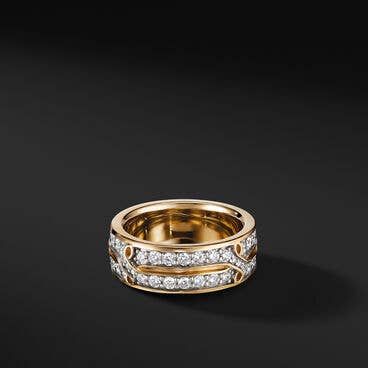 Armory® Band Ring in 18K Yellow Gold with Pavé Diamonds
