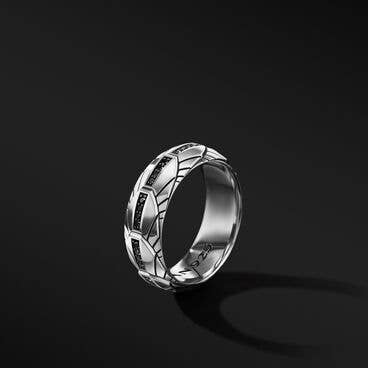 Empire Band Ring in Sterling Silver with Pavé Black Diamonds