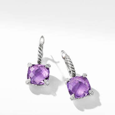 Chatelaine® Drop Earrings with Amethyst and Pavé Diamonds