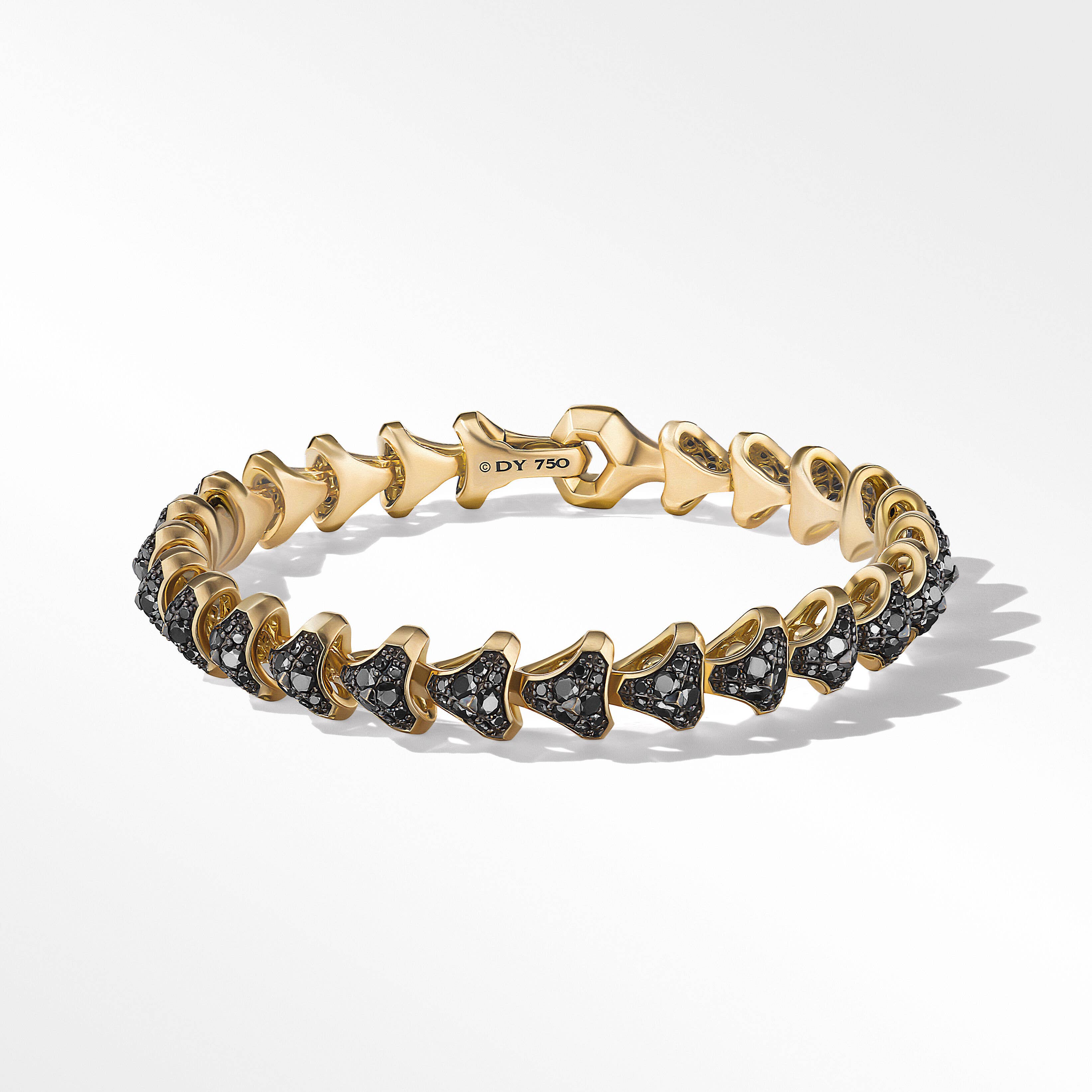 Armory® Link Bracelet in 18K Yellow Gold with Pavé Black Diamonds