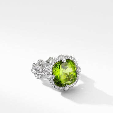 DY Lumina Oval Ring in White Gold with Peridot and Diamonds