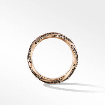 Cable Edge® Band Ring in 18K Rose Gold with Pavé Cognac Diamonds