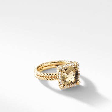 Chatelaine® Pavé Bezel Ring in 18K Yellow Gold with Champagne Citrine and Diamonds