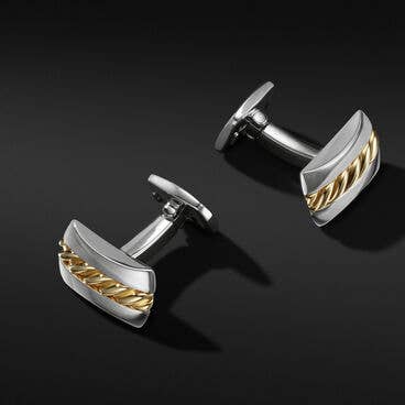 Cable Cufflinks in Sterling Silver with 18K Yellow Gold