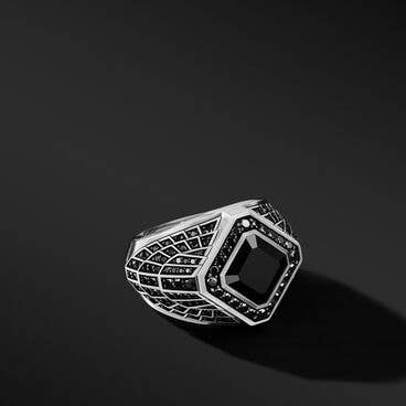 Empire Signet Ring with Black Onyx and Full Pavé Black Diamonds