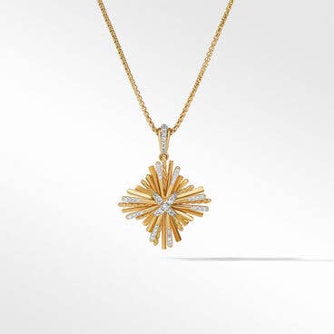 Angelika™ Four Point Pendant Necklace in 18K Yellow Gold with Pavé Diamonds