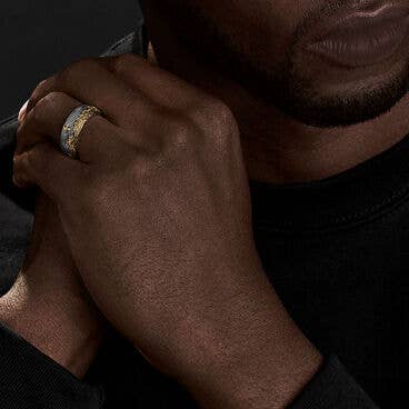 Waves Band Ring with 18K Yellow Gold