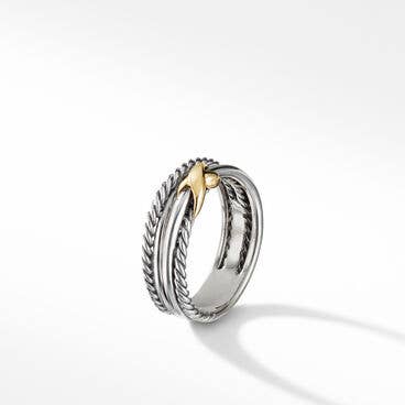 X Crossover Band Ring with 18K Yellow Gold