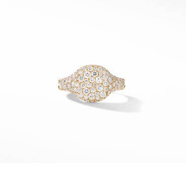 Chevron Pinky Ring in 18K Yellow Gold with Pavé Diamonds
