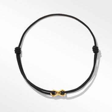 Infinity Link Black Cord Bracelet with 18K Yellow Gold