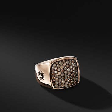 Streamline® Signet Ring in 18K Rose Gold with Pavé Cognac Diamonds