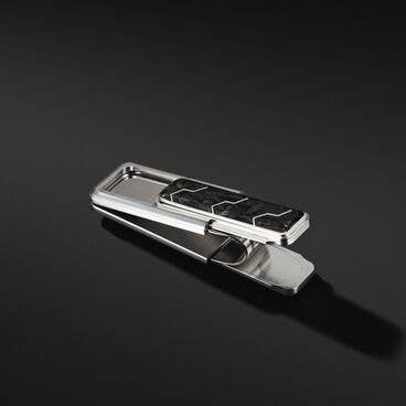 Forged Carbon Money Clip in Sterling Silver with Black Aluminum