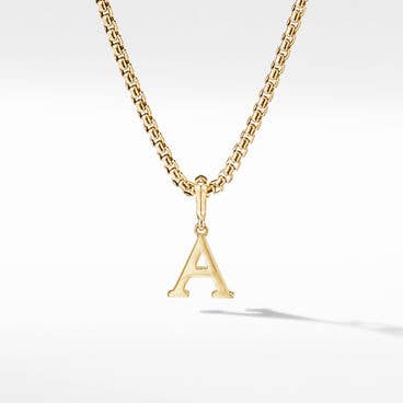 White Enamel A Initial Charm with 18K Yellow Gold