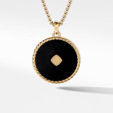 DY Elements® Statement Disc Pendant in 18K Yellow Gold with Black Onyx, Rubellite and Pavé Diamonds