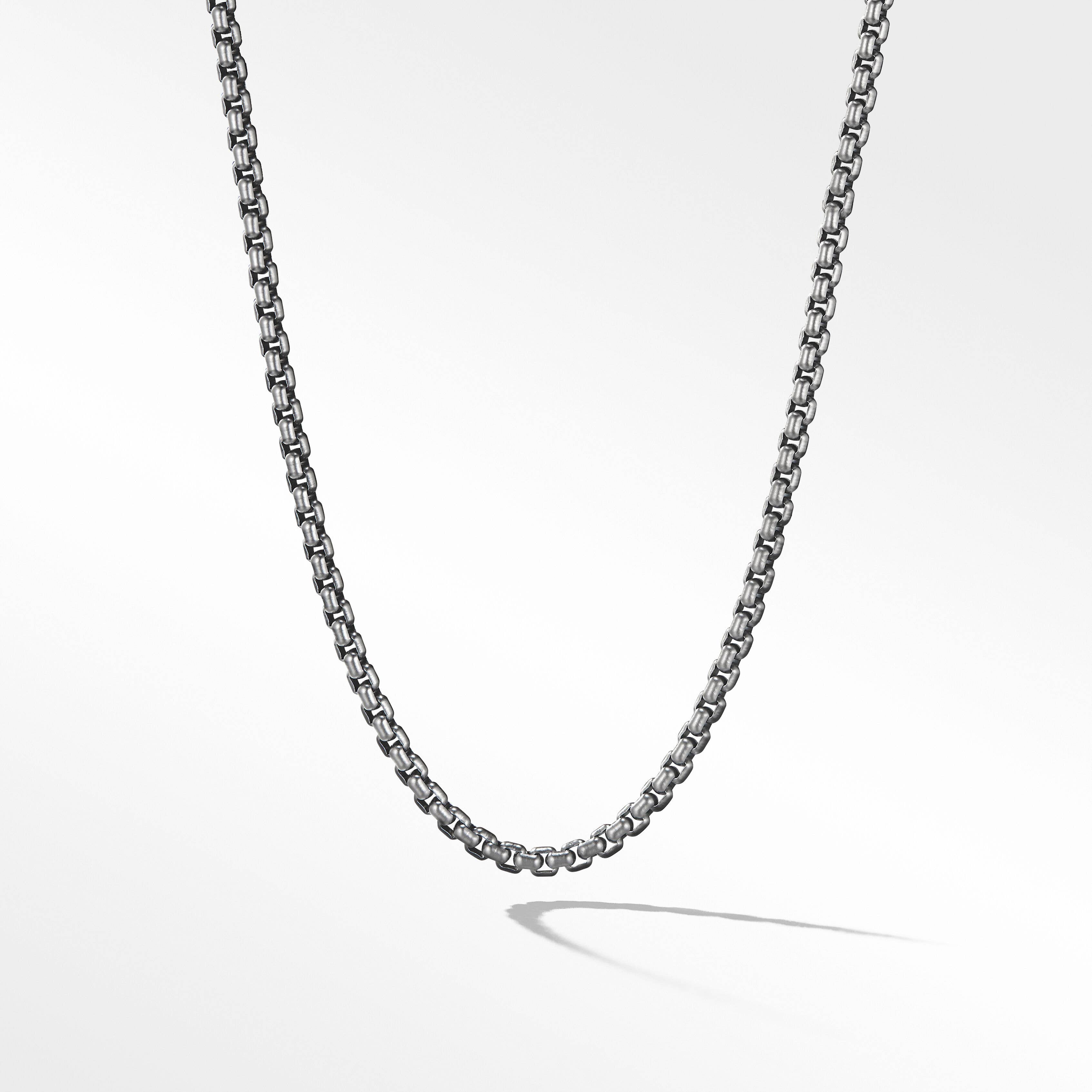 Box Chain Necklace in Darkened Stainless Steel, 4mm
