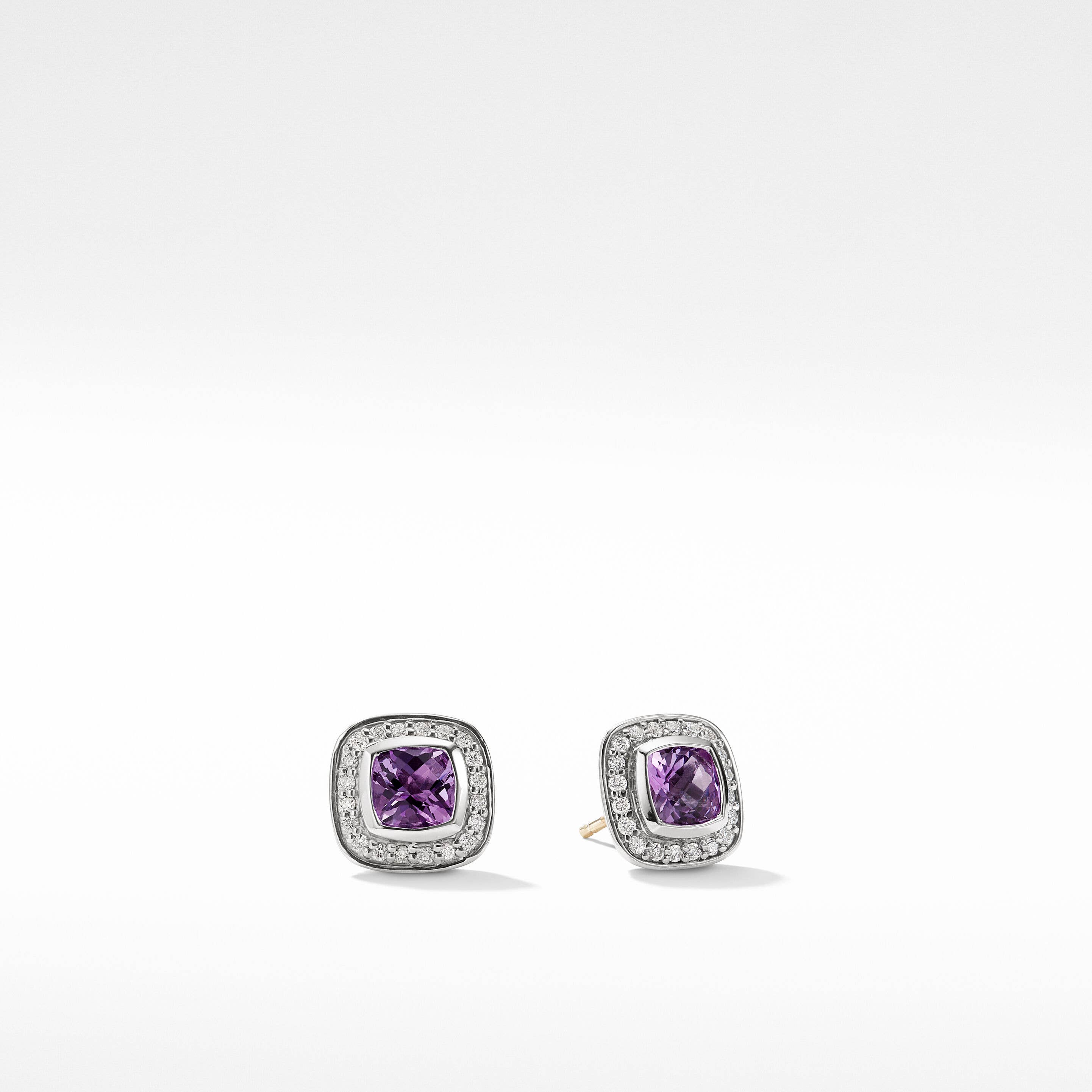 Petite Albion® Stud Earrings with Amethyst and Pavé Diamonds