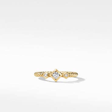 Cable Collectibles® Princess Ring in 18K Yellow Gold with Diamonds