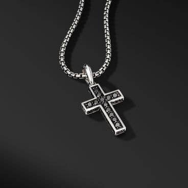 Streamline® Cross Pendant in Sterling Silver with Pavé Black Diamonds