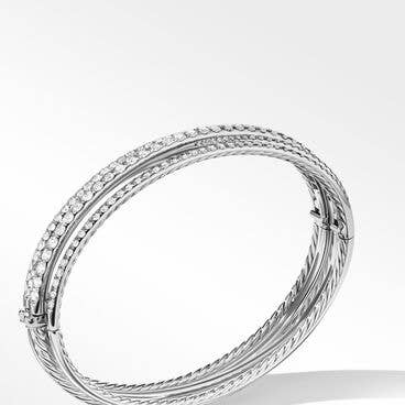 Pavé Crossover Four Row Bracelet in 18K White Gold with Diamonds