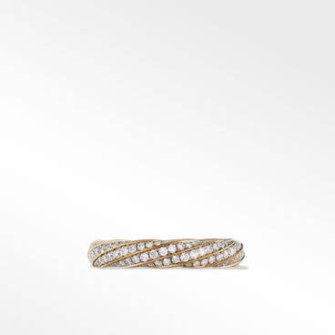 Cable Edge® Band Ring in Recycled 18K Yellow Gold with Pavé Diamonds
