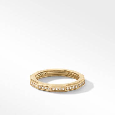 DY Delaunay Faceted Band Ring in 18K Yellow Gold with Diamonds, 2.5mm