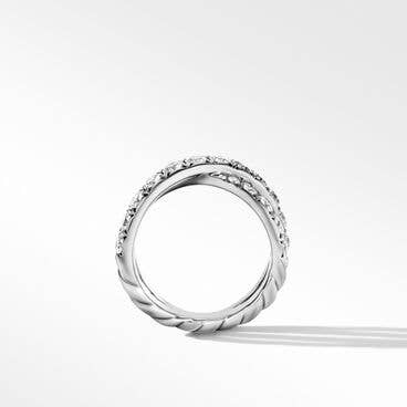 DY Crossover Band Ring in Platinum with Diamonds, 8.2mm