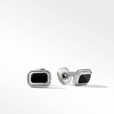 Deco Cufflinks in Sterling Silver with Black Onyx