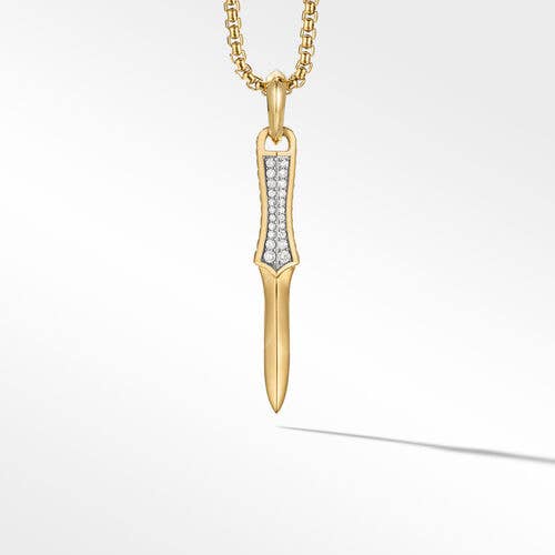 Dagger Amulet in 18K Yellow Gold with Pavé Diamonds