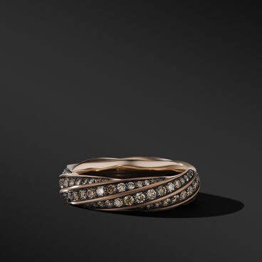 Cable Edge™ Band Ring in Recycled 18K Rose Gold with Pavé Cognac Diamonds