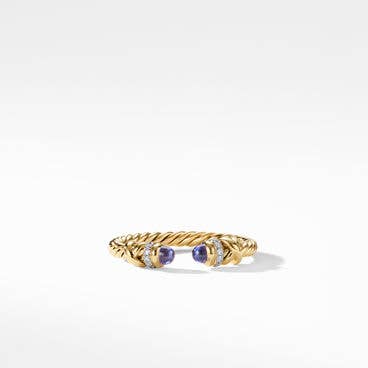Petite Helena Ring in 18K Yellow Gold with Tanzanite and Pavé Diamonds
