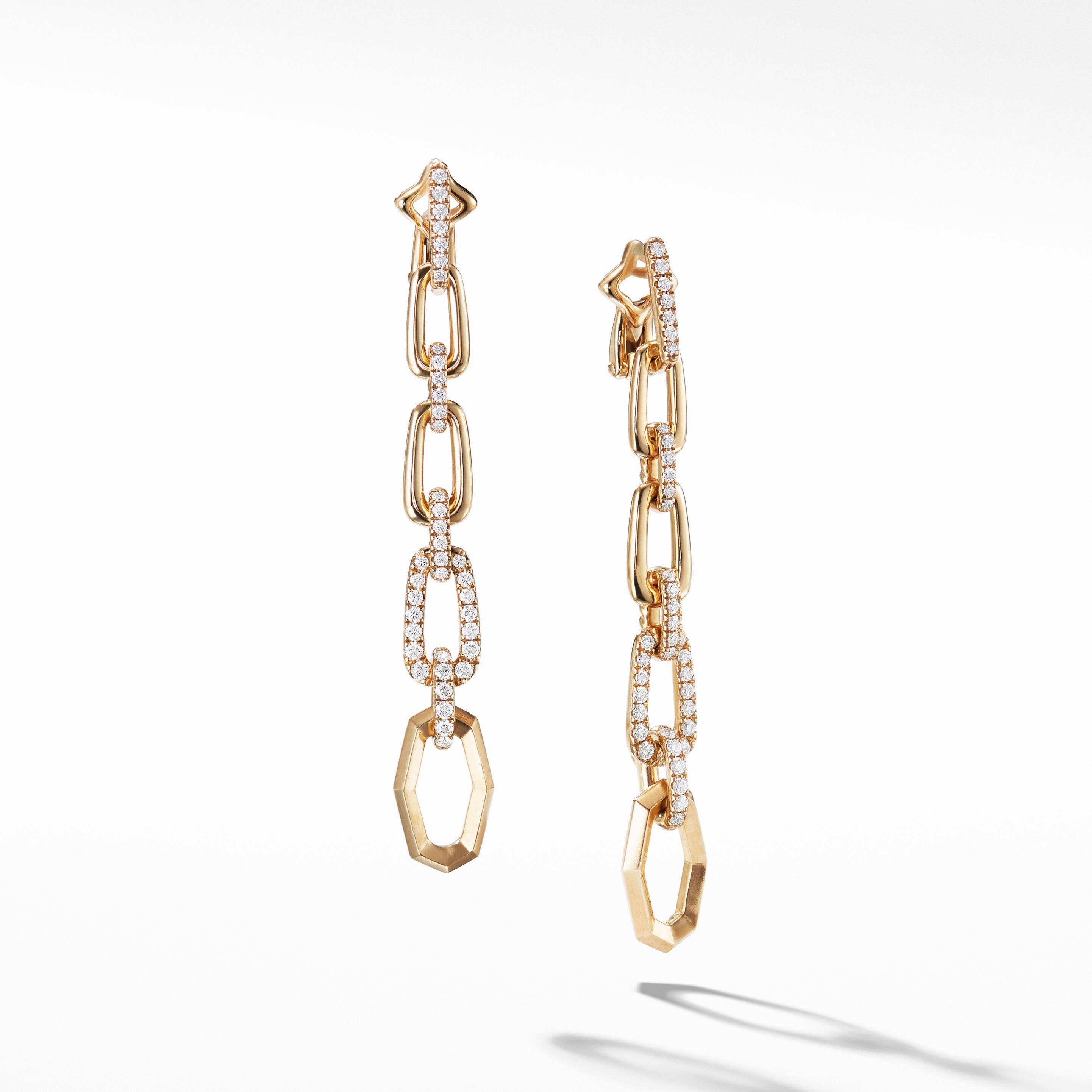 Stax Chain Link Convertible Drop Earrings in 18K Yellow Gold with Pavé Diamonds